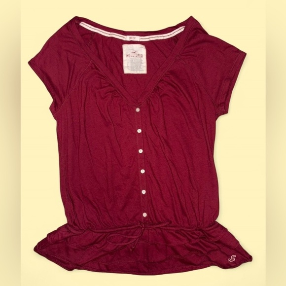 Hollister Tops - Vintage Hollister Red Button Front Peplum Top Size Large